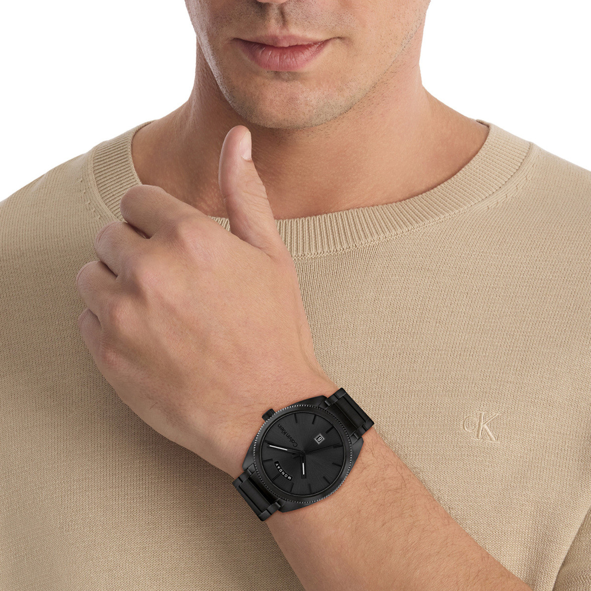 Calvin Klein CK25200448 zwart stalen herenhorloge met ronde kast en schakelband - Ø 42 mm