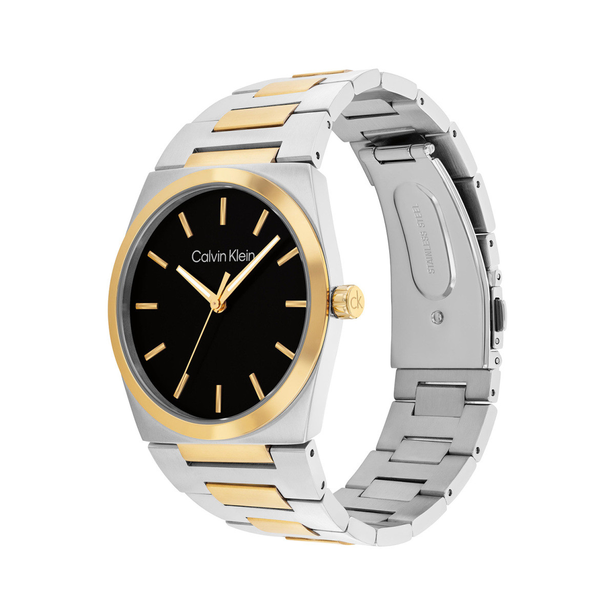 Calvin Klein CK25200544 bicolor verguld herenhorloge met ronde kast en zwarte wijzerplaat - Ø 40 mm