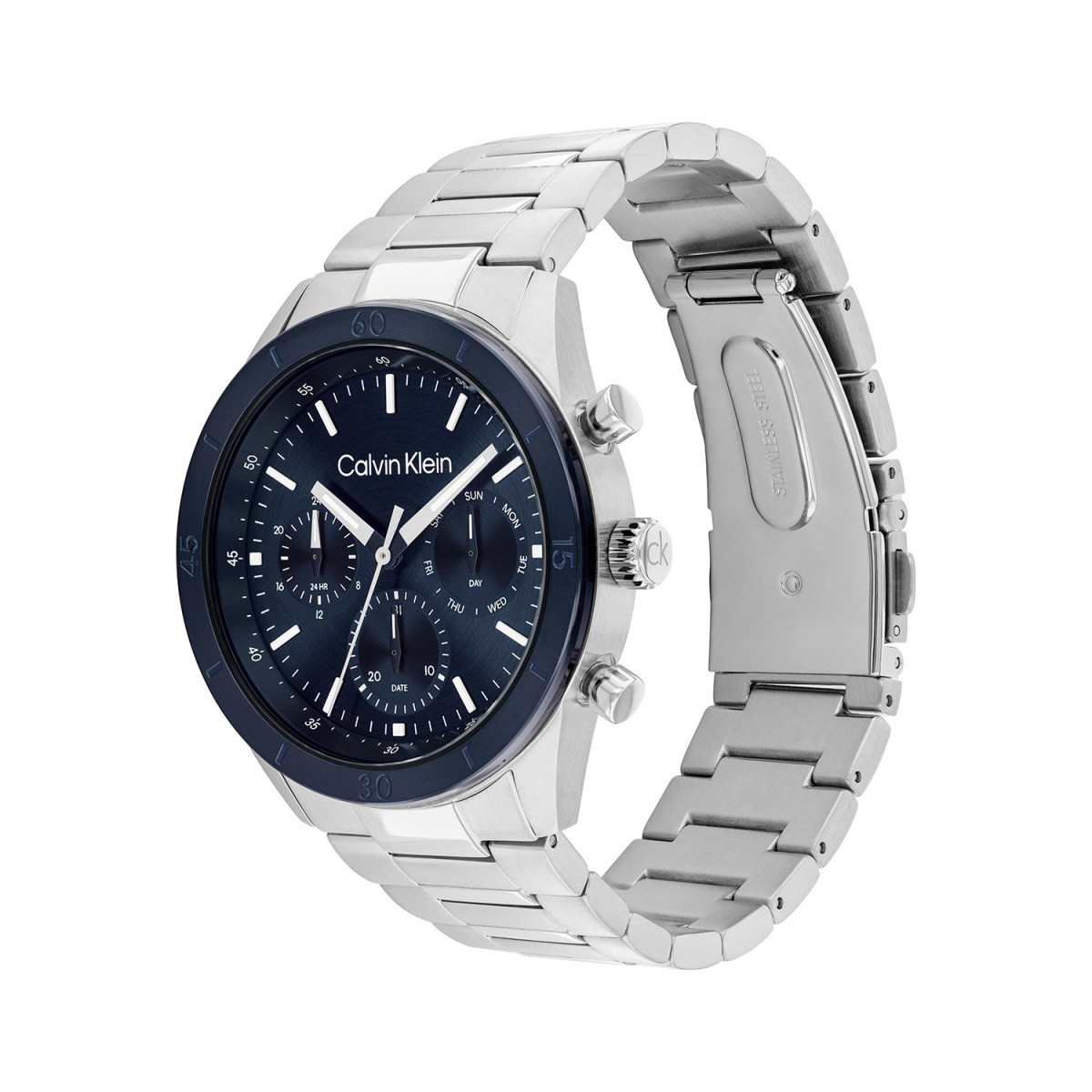 Calvin Klein CK25200556 herenhorloge met zilverkleurige kast en blauwe wijzerplaat - Ø 43 mm