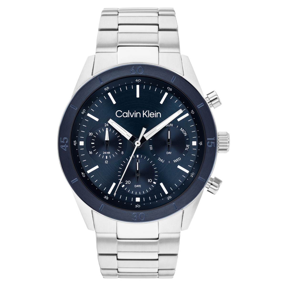 Calvin Klein CK25200556 herenhorloge met zilverkleurige kast en blauwe wijzerplaat - Ø 43 mm