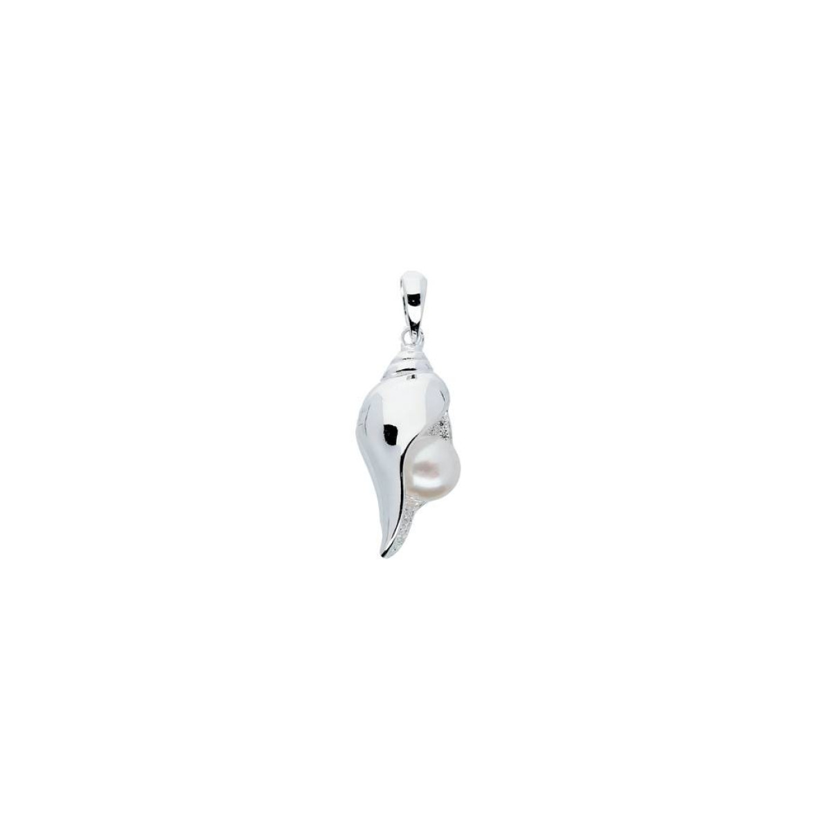 Zilveren parel hanger schelpvorm