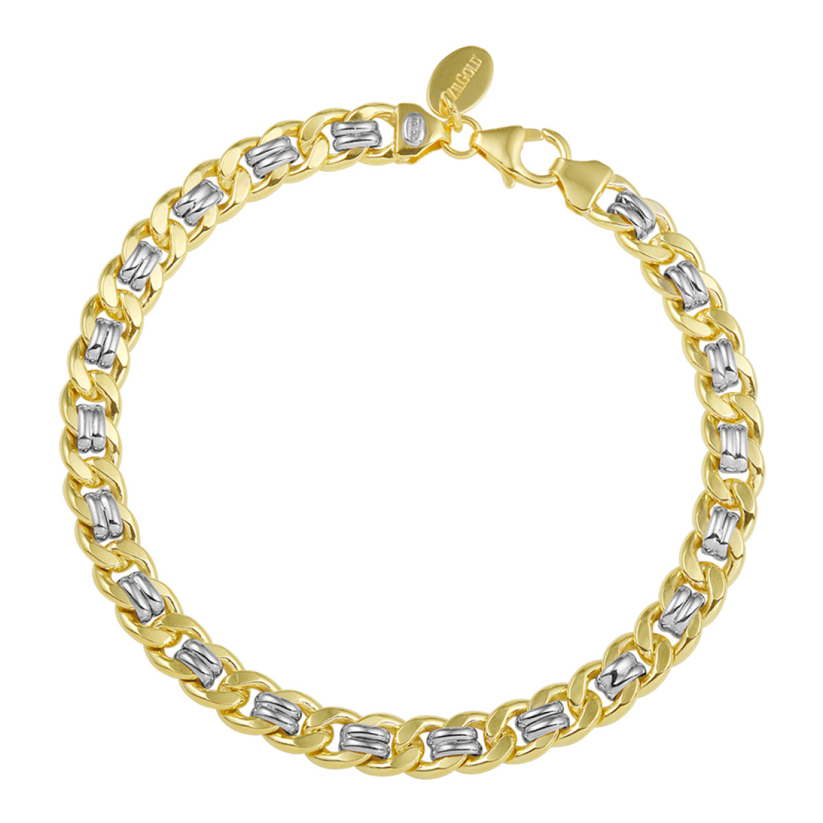 Damesarmband van goud en zilver met gourmet schakels