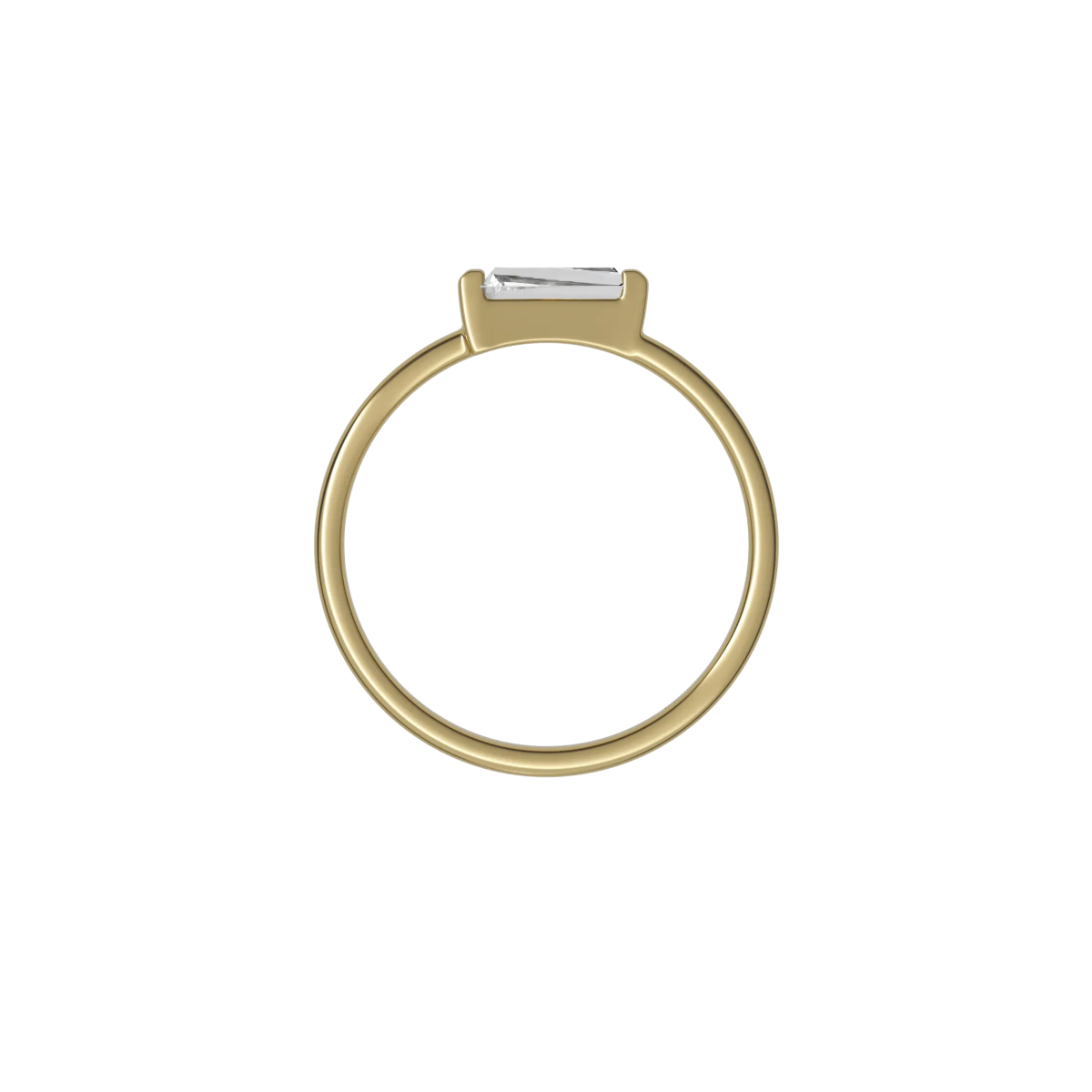 Delve Ring 016 18-karaat gouden ring met baguette geslepen lab grown diamant 0.30 crt 1.9 mm breed