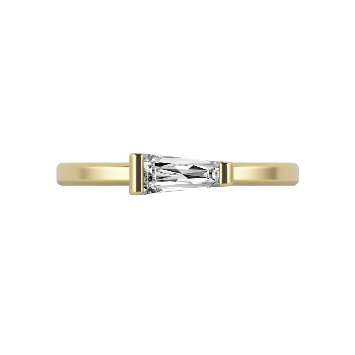 Delve Ring 016 18-karaat gouden ring met baguette geslepen lab grown diamant 0.30 crt 1.9 mm breed