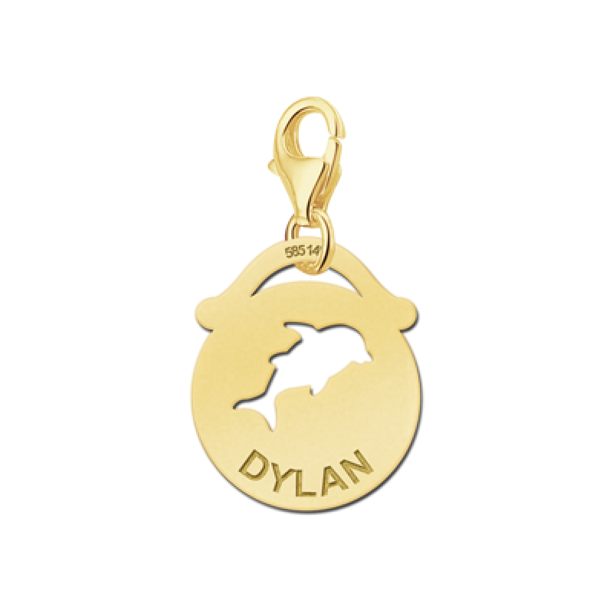 Gouden bedel rond dolfijn Names4ever