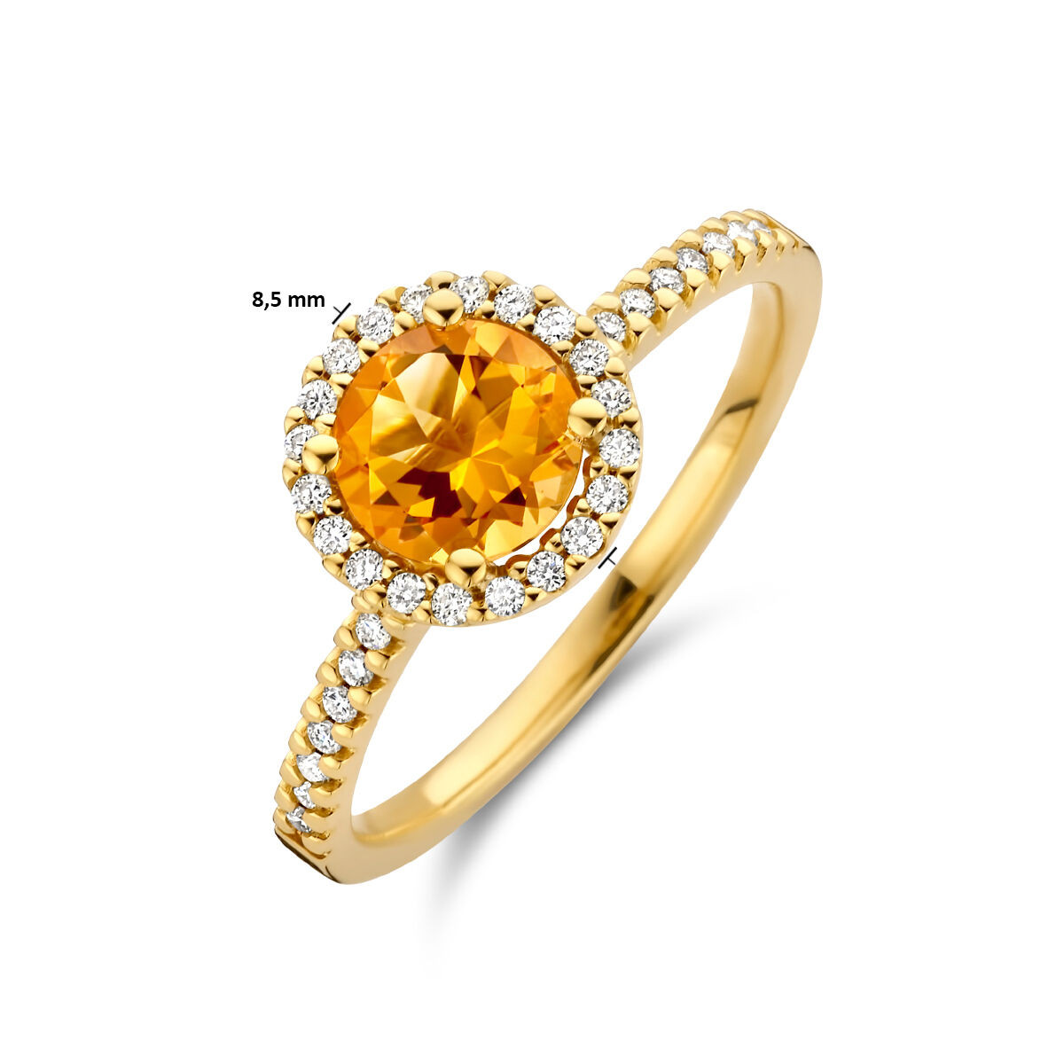 14-karaat diamant ring met citrien