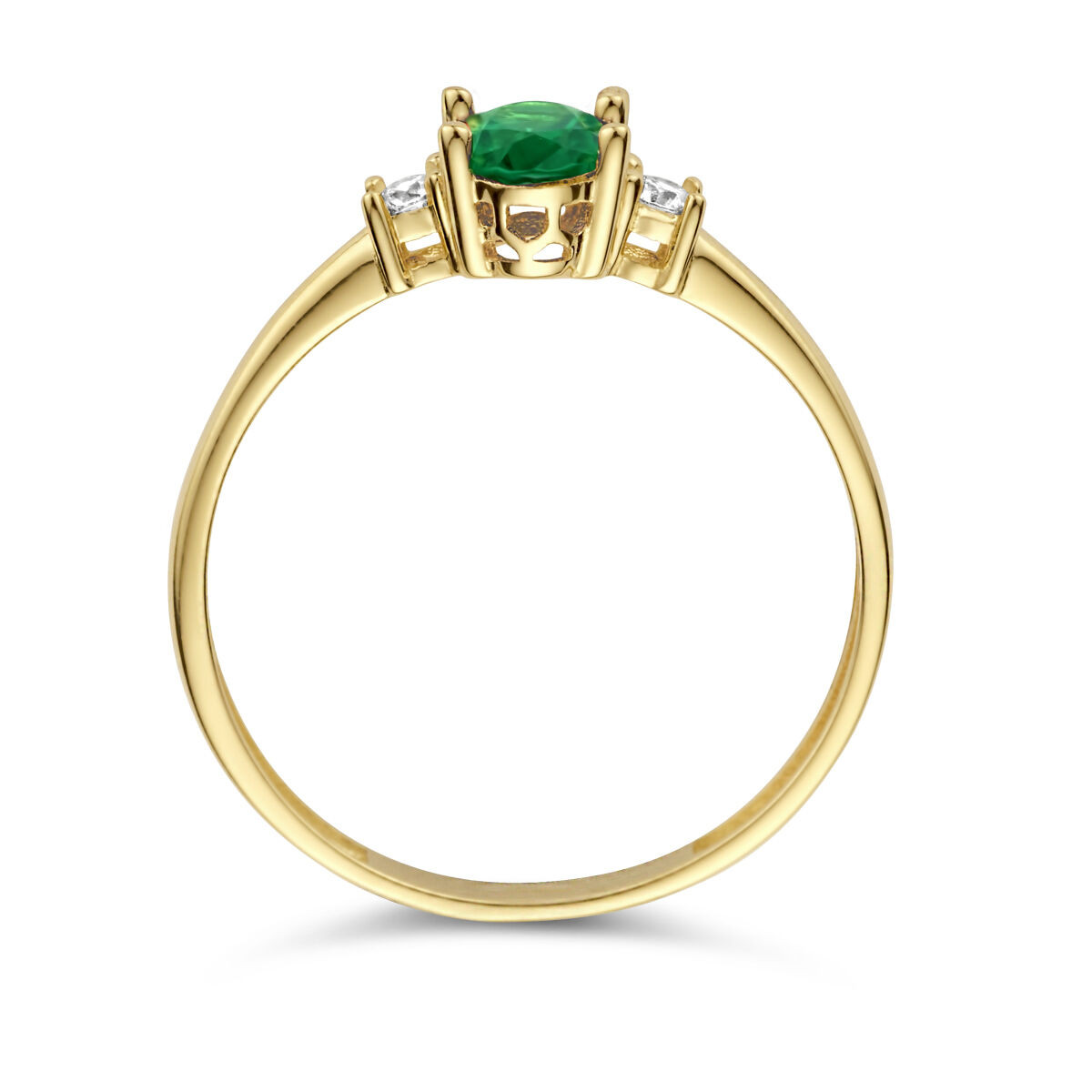 14-Karaat ring met groene zirkonia