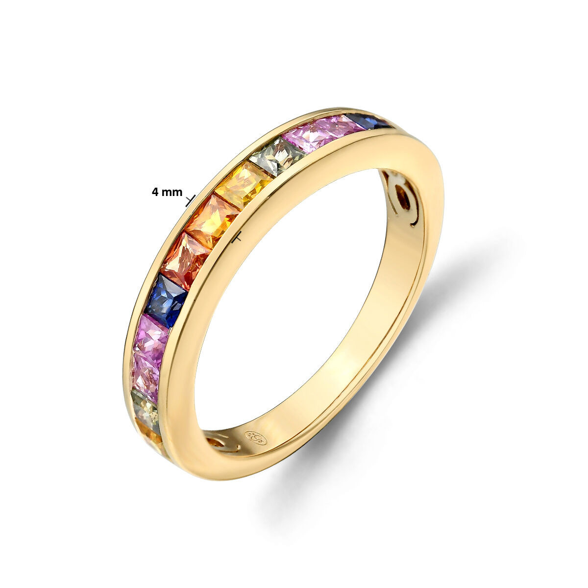 14-Karaat multicolor saffier ring