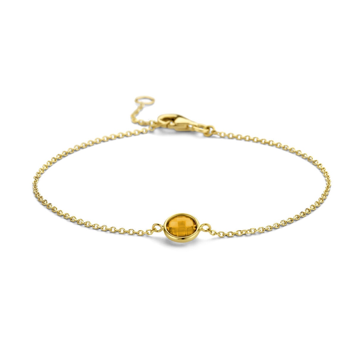 Gouden armband met citrien 1.2 mm 16.5 -19 cm