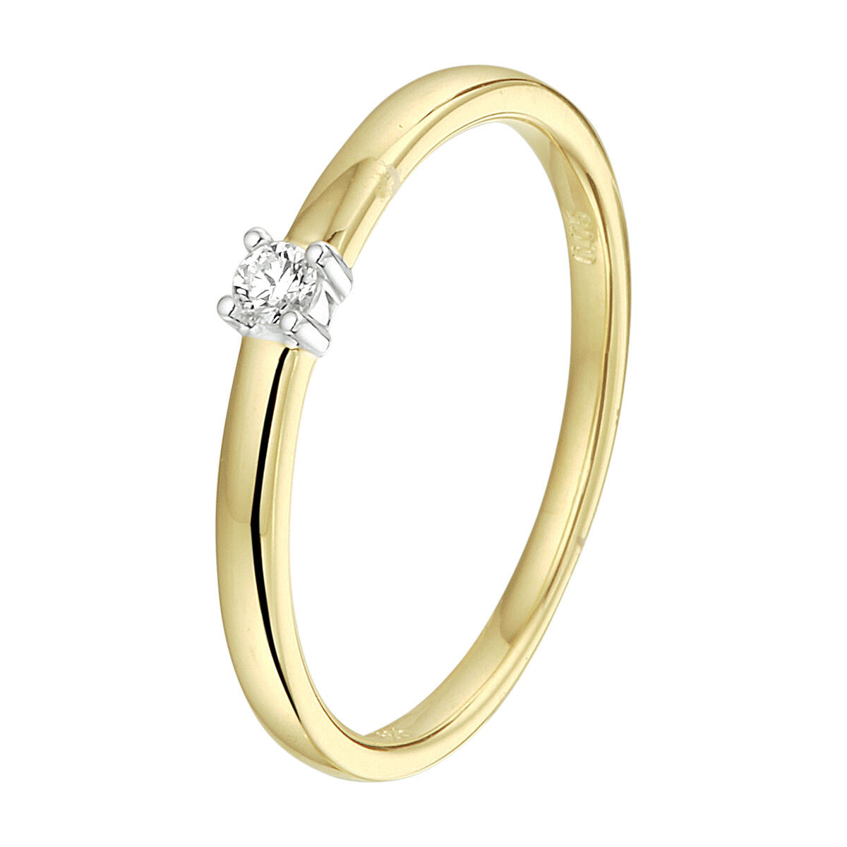Bicolor ring met diamant 2.5 mm