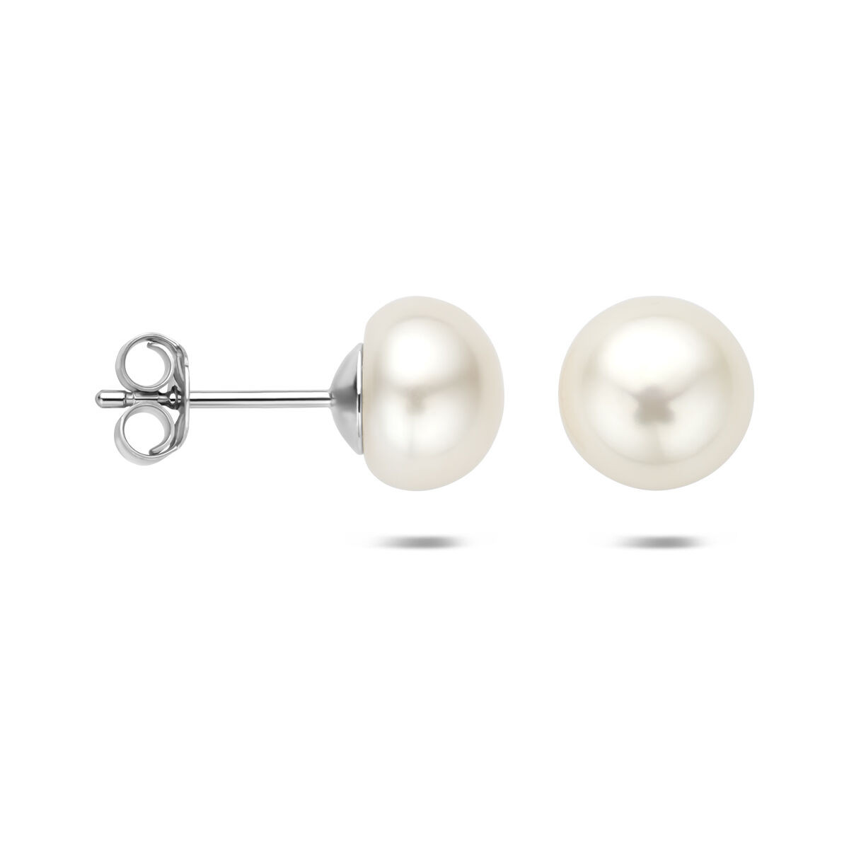 Zilveren parel oorknoppen 9.5 mm