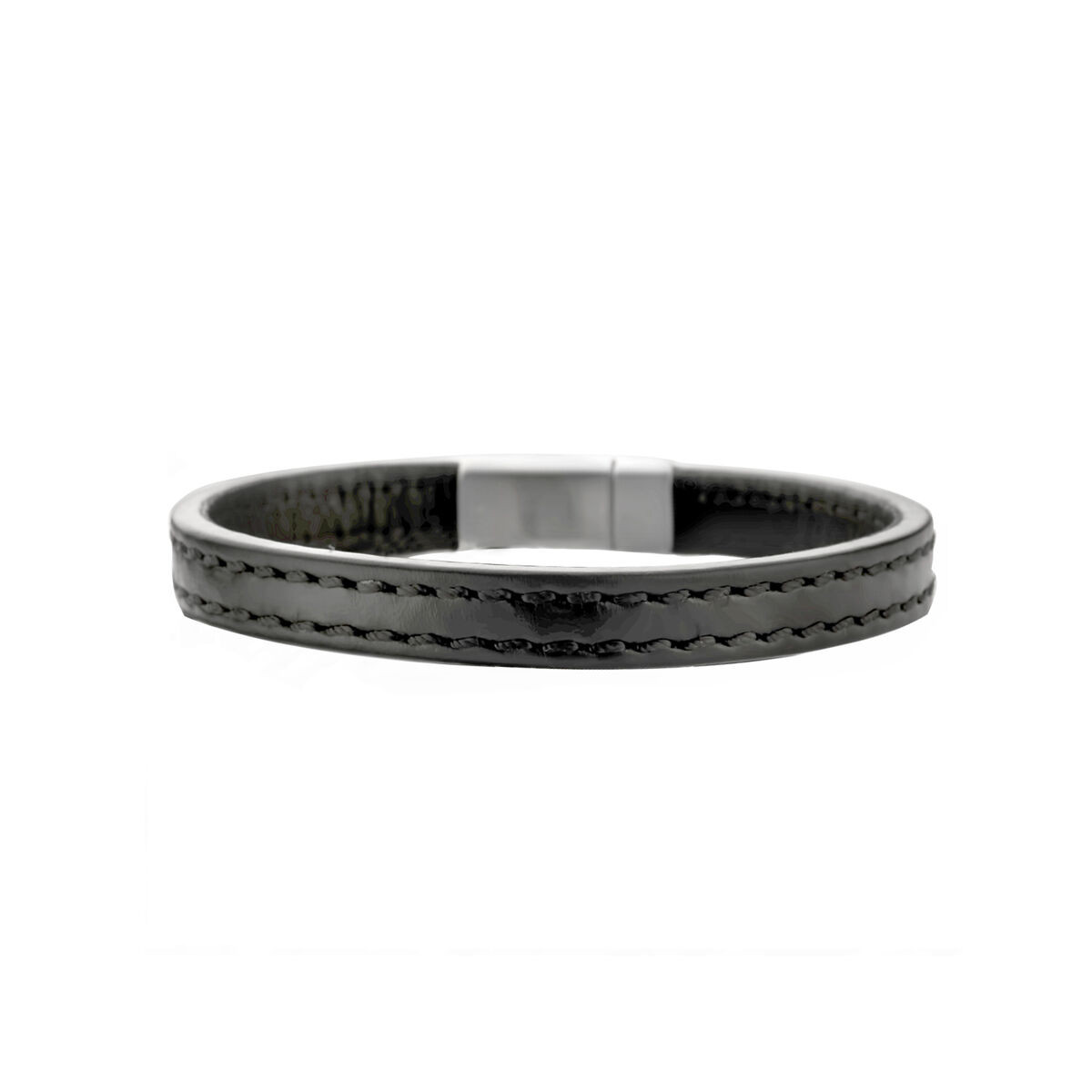 Zwart leren heren armband