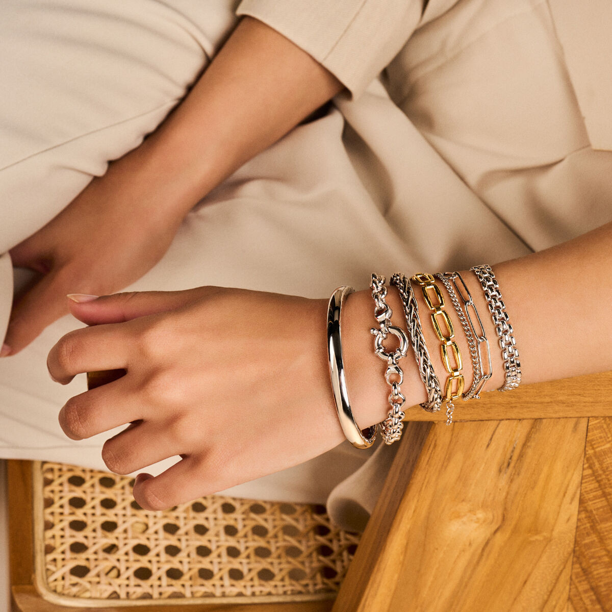 Luxe zilveren schakelarmband jasseron 7 mm