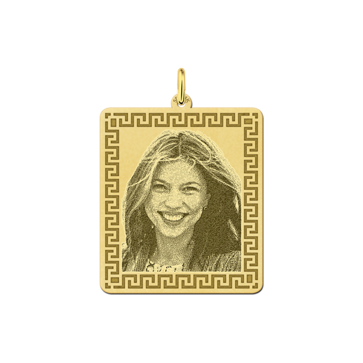 Gouden fotohanger met meanderrand rechthoek - 32.5 x 28.5 mm - Names4ever