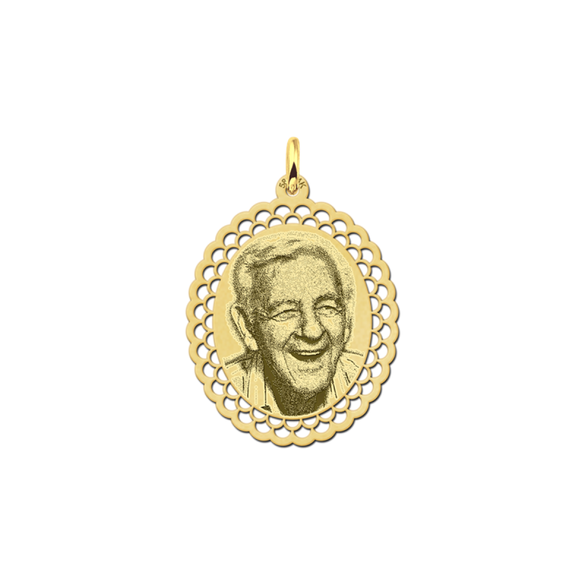 Ovalen hanger met foto goud - 23 mm x 27 mm - Names4ever
