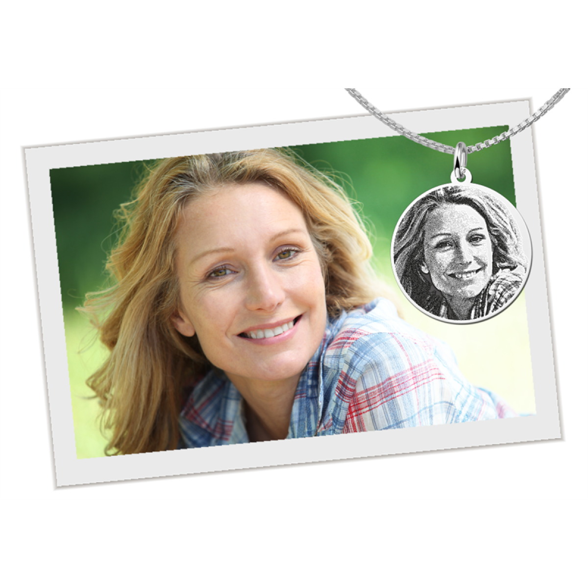 Ronde zilveren hanger met foto - 23.5 mm - Names4ever