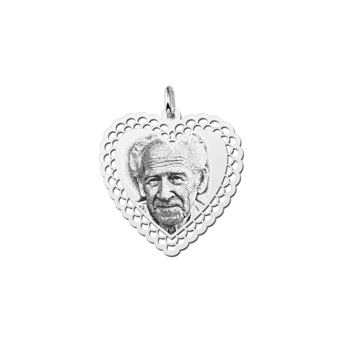 Zilveren foto hanger hart met sierlijke rand - 26 mm - Names4ever