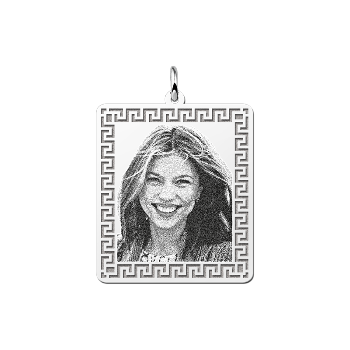 Zilveren fotohanger met meanderrand rechthoek - 32.5 x 28.5 mm - Names4ever