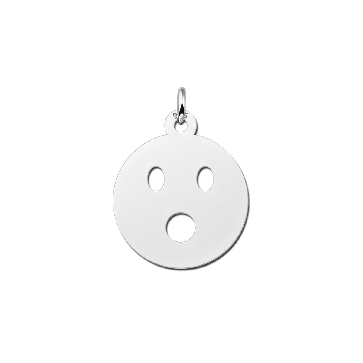 Zilveren emoticon hanger geshockeerd 