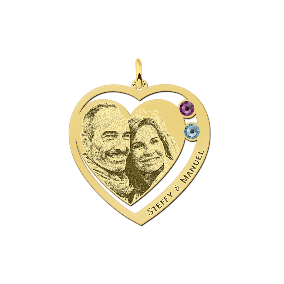 Gouden relatiehanger met foto - 30 x 31 mm - Names4ever