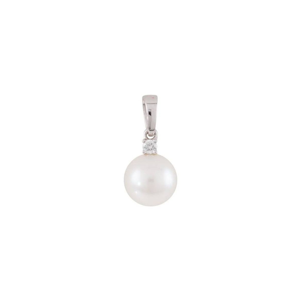 Witgouden parel hanger met echte diamant