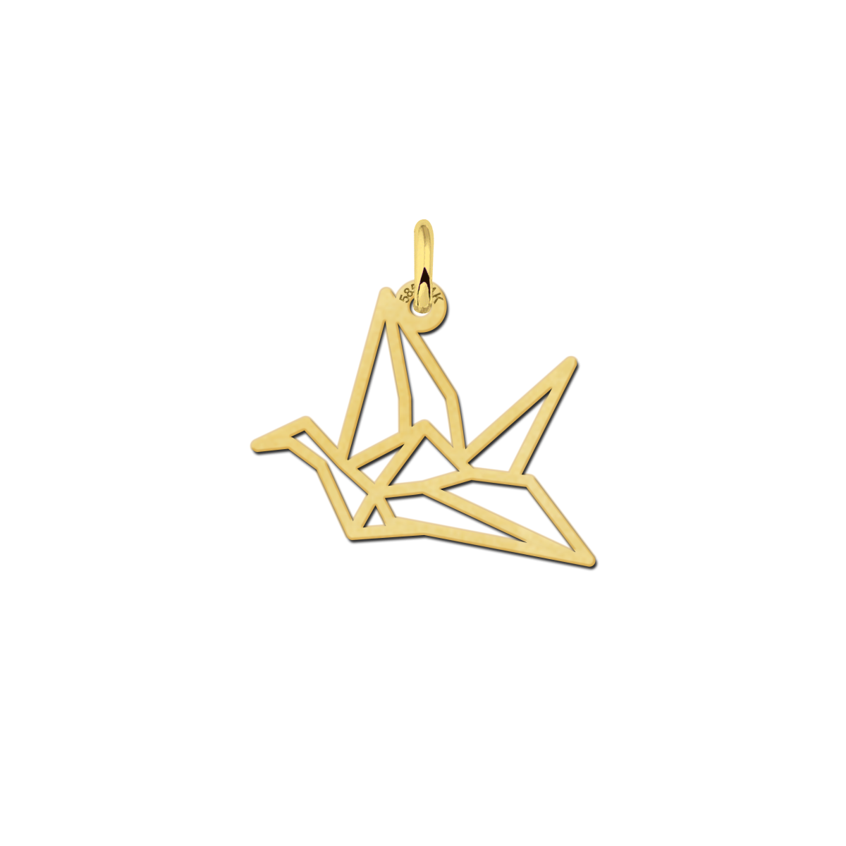 Geometrische hanger goud kraanvogel