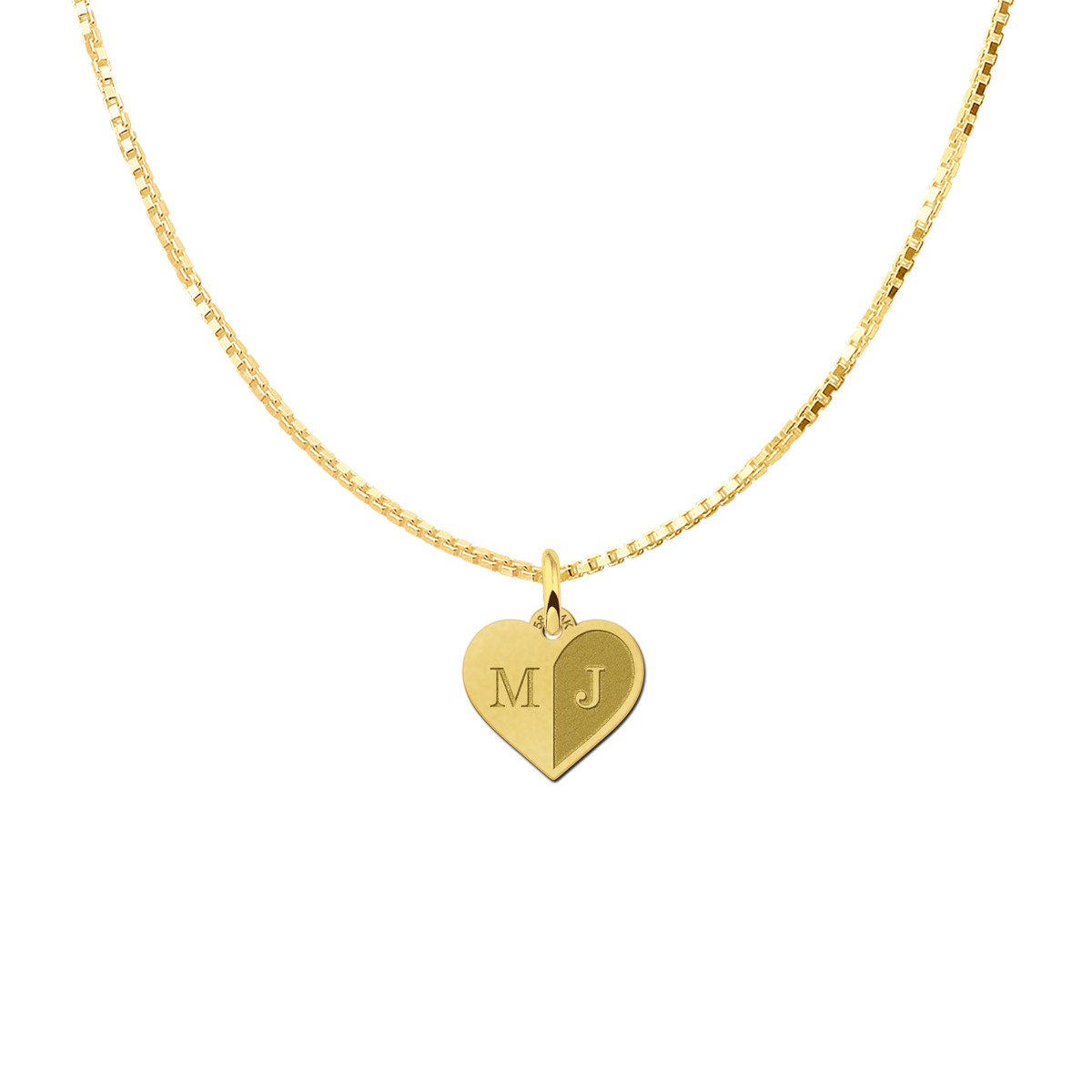 Gouden hart hanger met twee letters