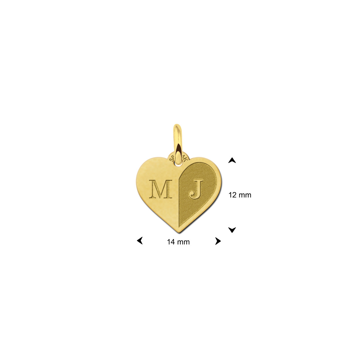 Gouden hart hanger met twee letters