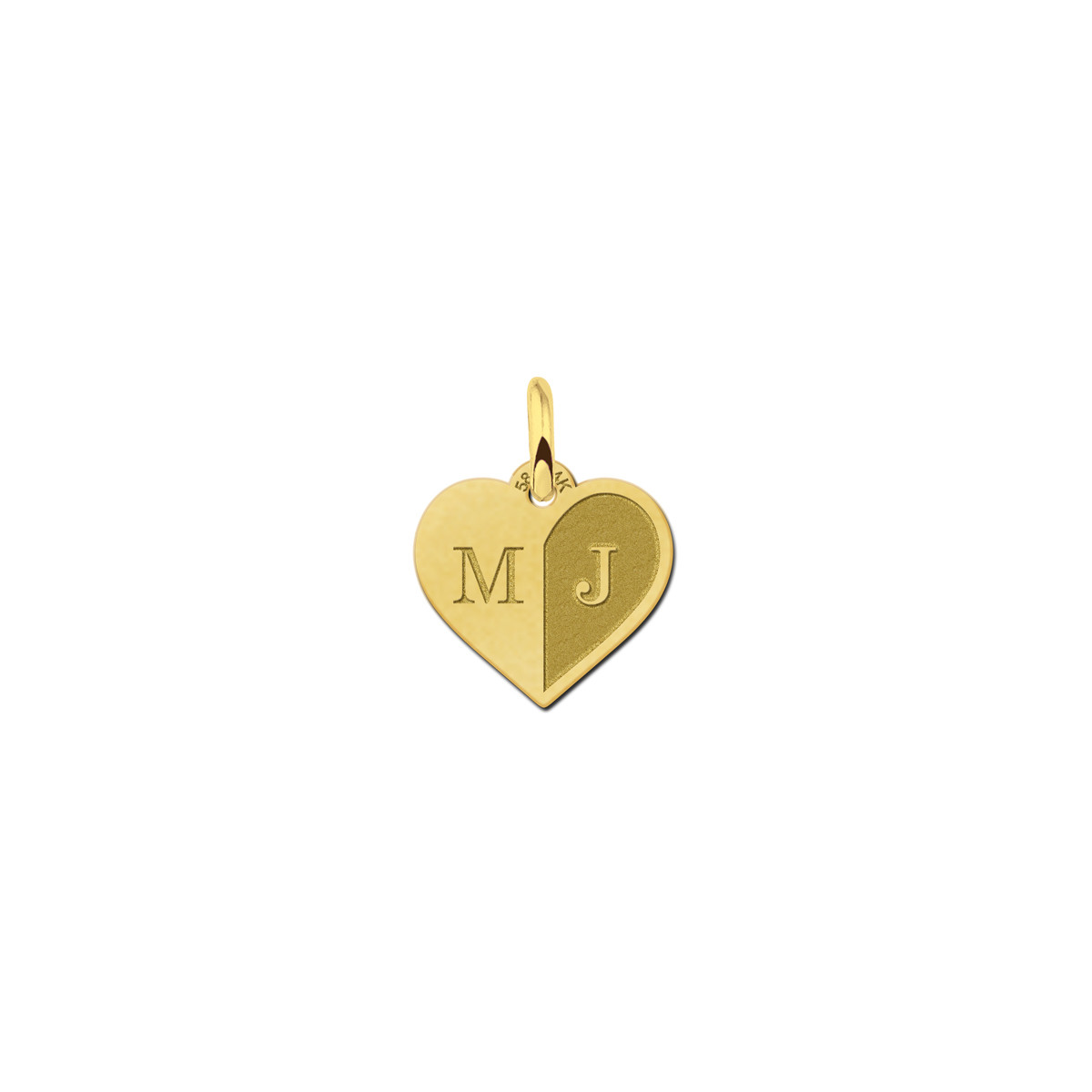 Gouden hart hanger met twee letters