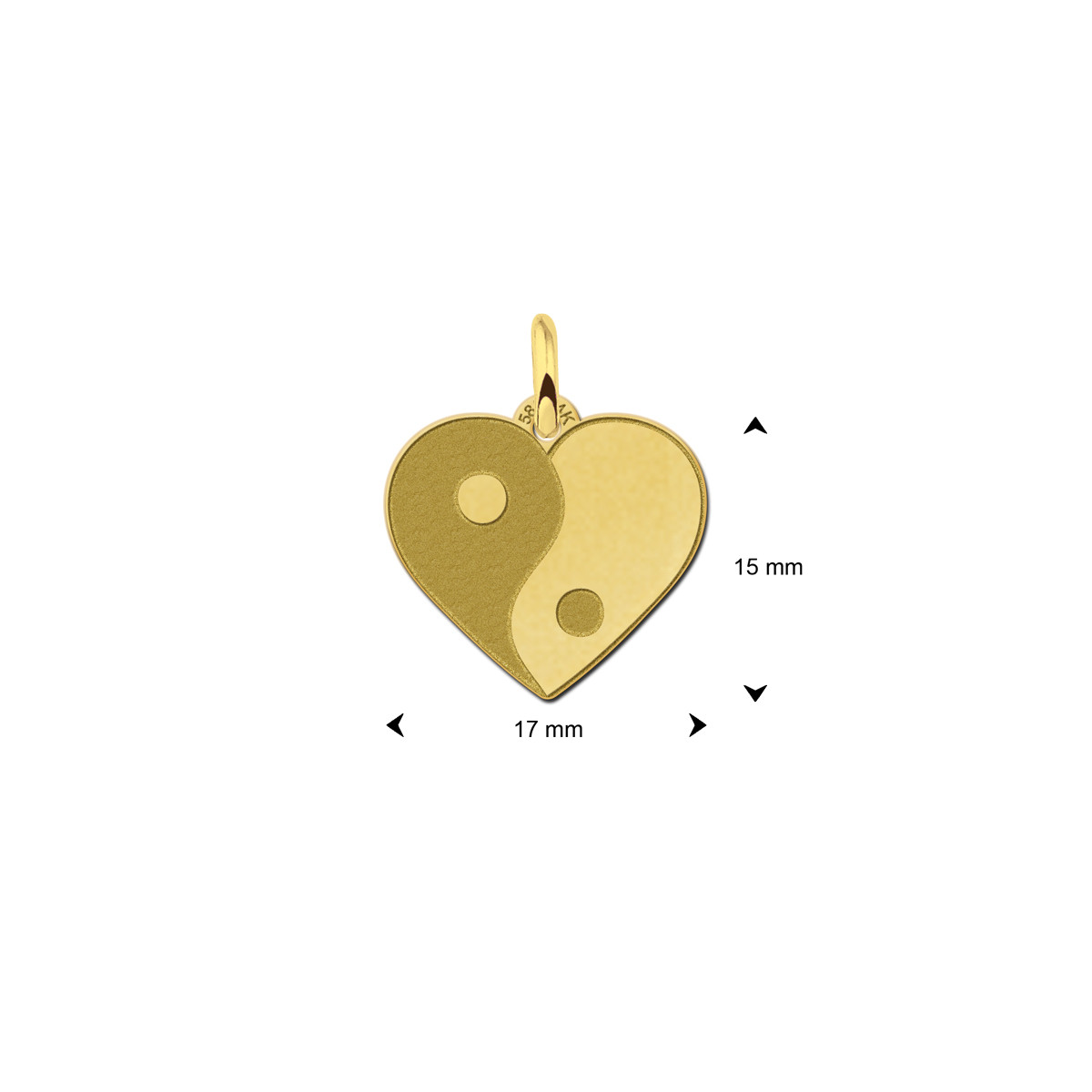 Gouden hart hanger Yin en Yang