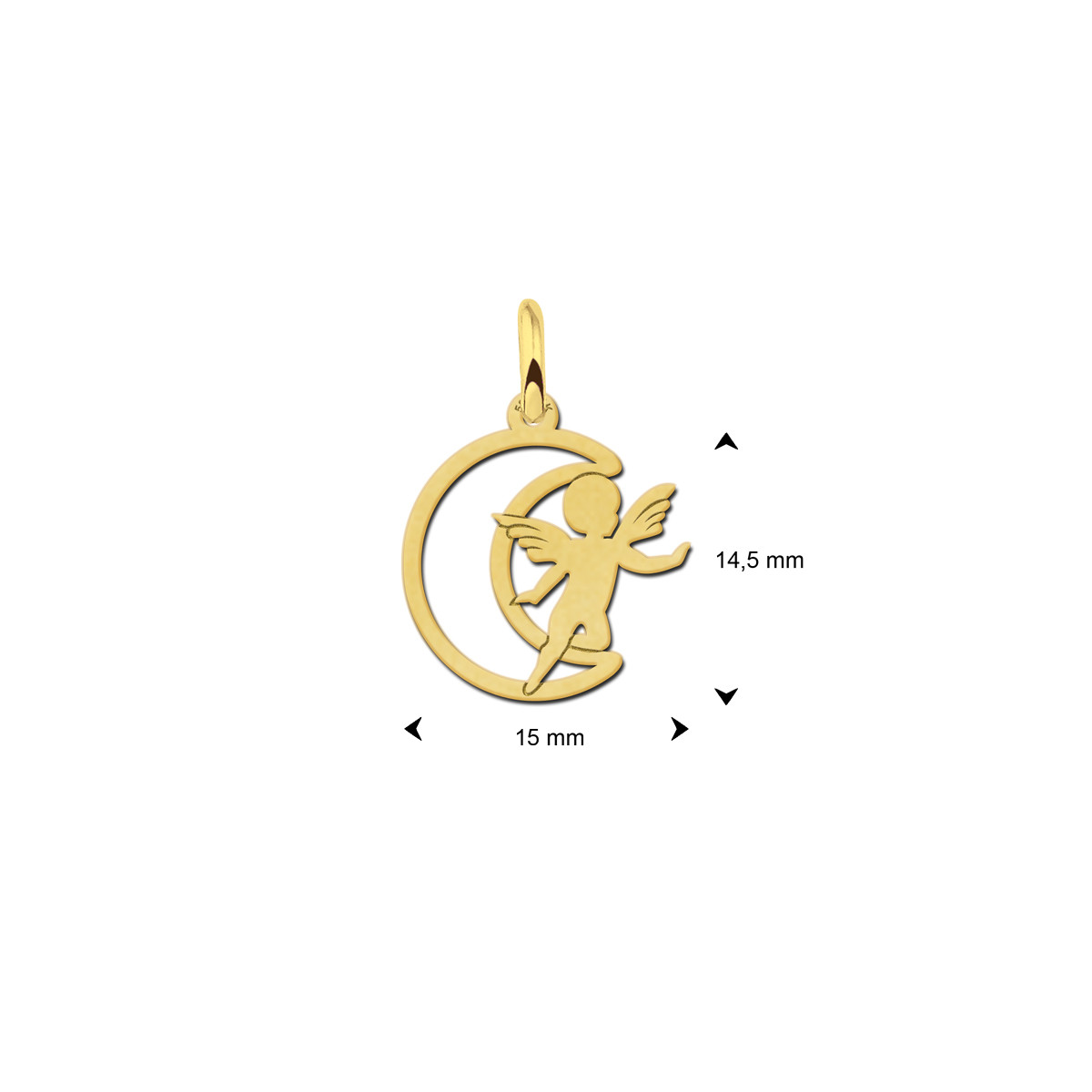 Gouden maan hanger met engel