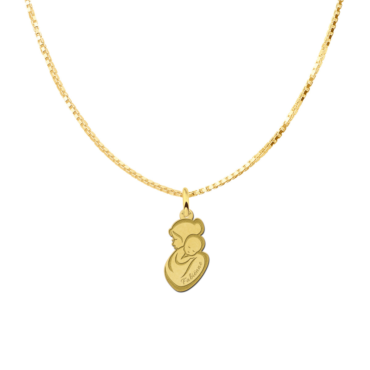 Gouden moeder en baby hanger met naam