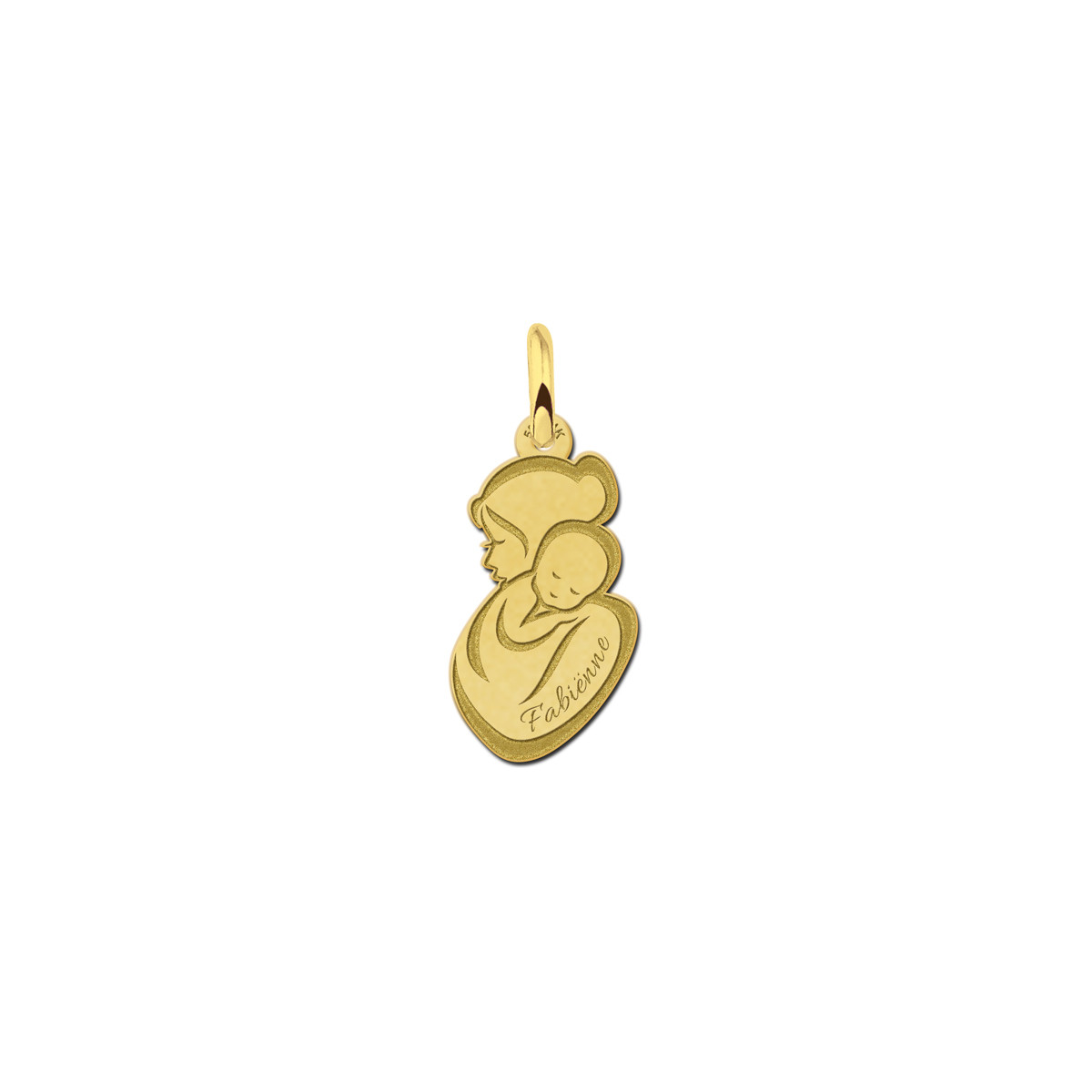 Gouden moeder en baby hanger met naam