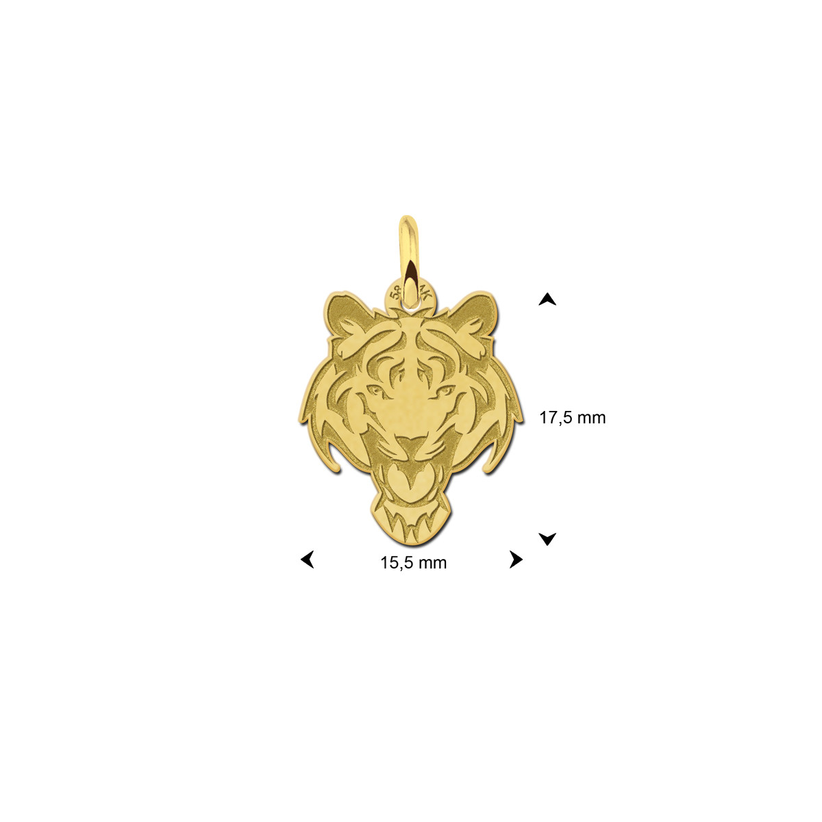 Gouden tijger hanger met open mond