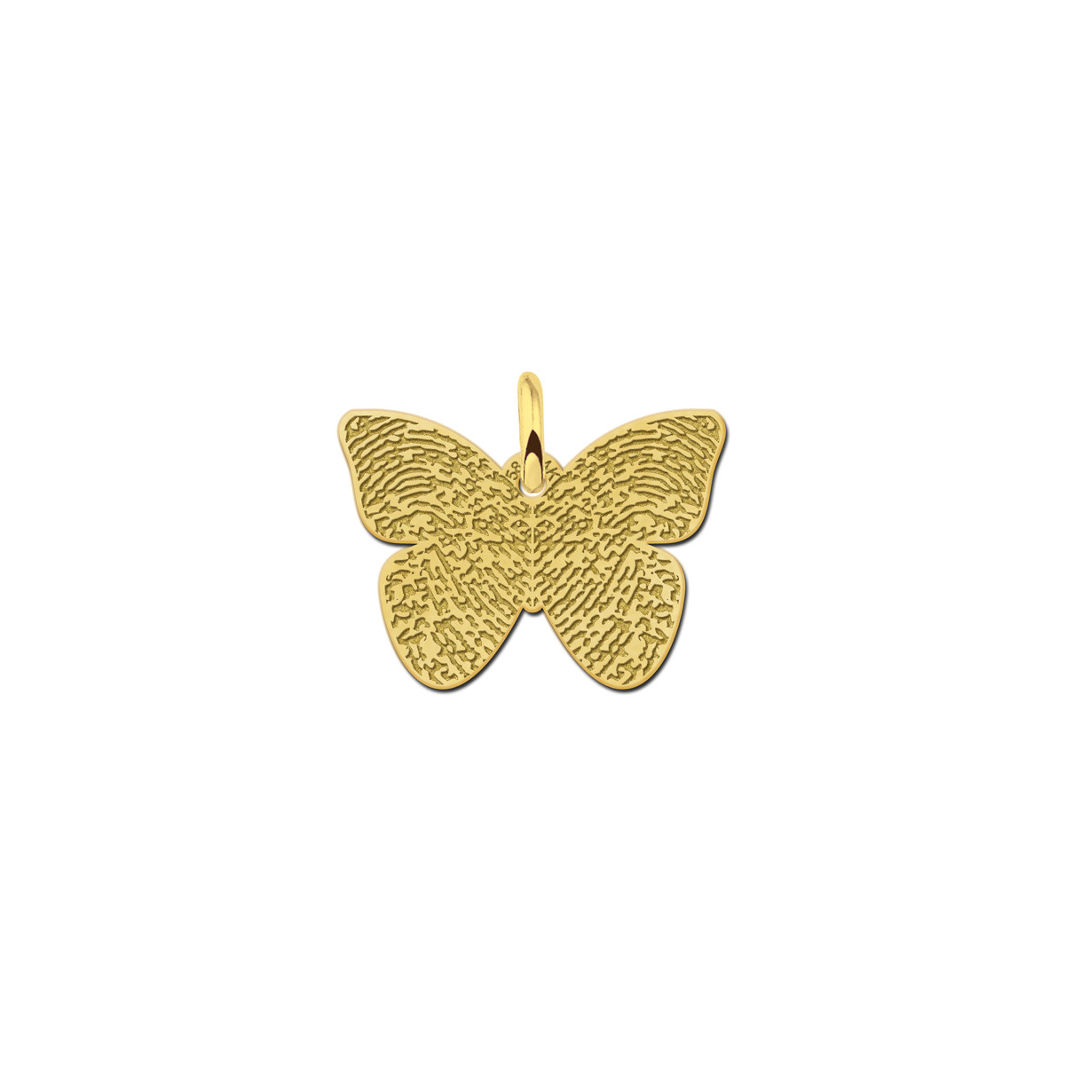 Gouden vlinder hanger met 2 vingerafdrukken