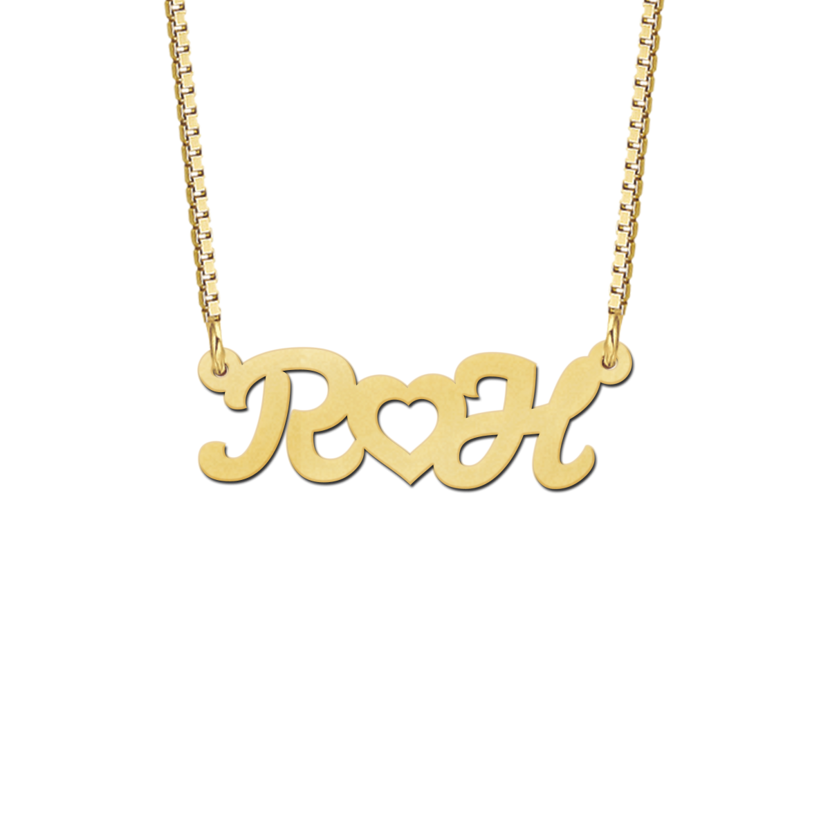 Gouden initialen naamketting met hartje