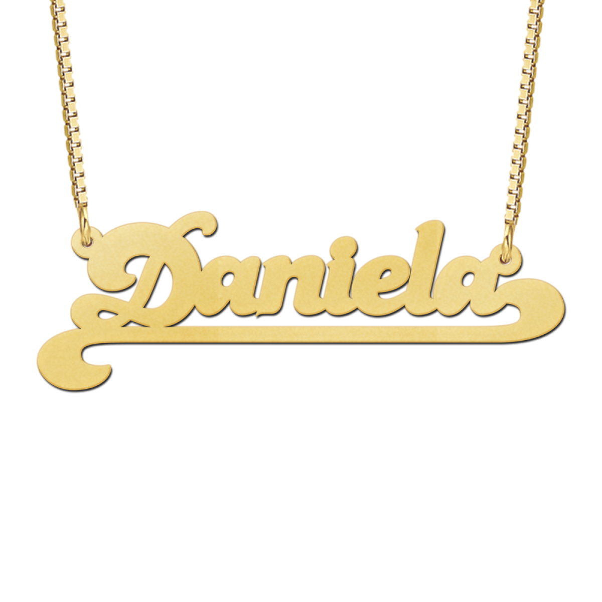 Gouden naam ketting met voorbeeldnaam Daniela