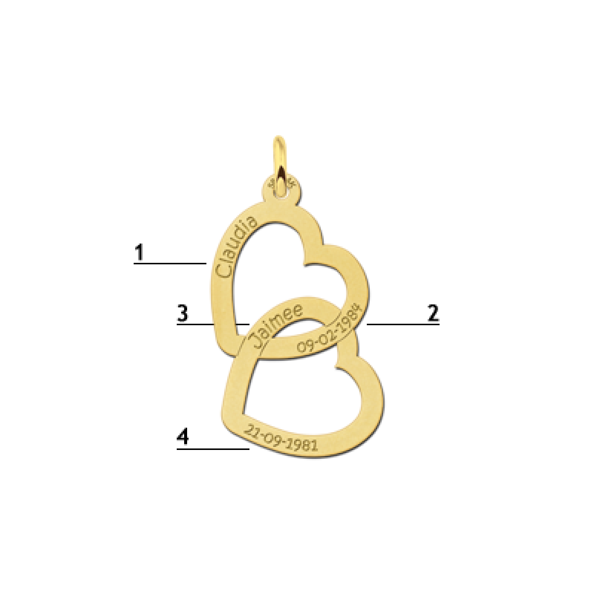 Gepersonaliseerde gouden hanger hart Names4ever