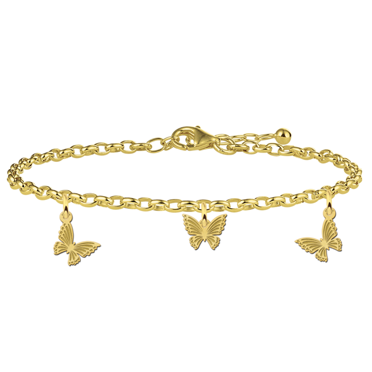 Gouden armband met 3 vlinders