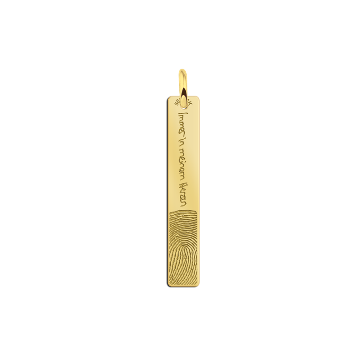Gouden bar hanger met vingerafdruk en eigen tekst