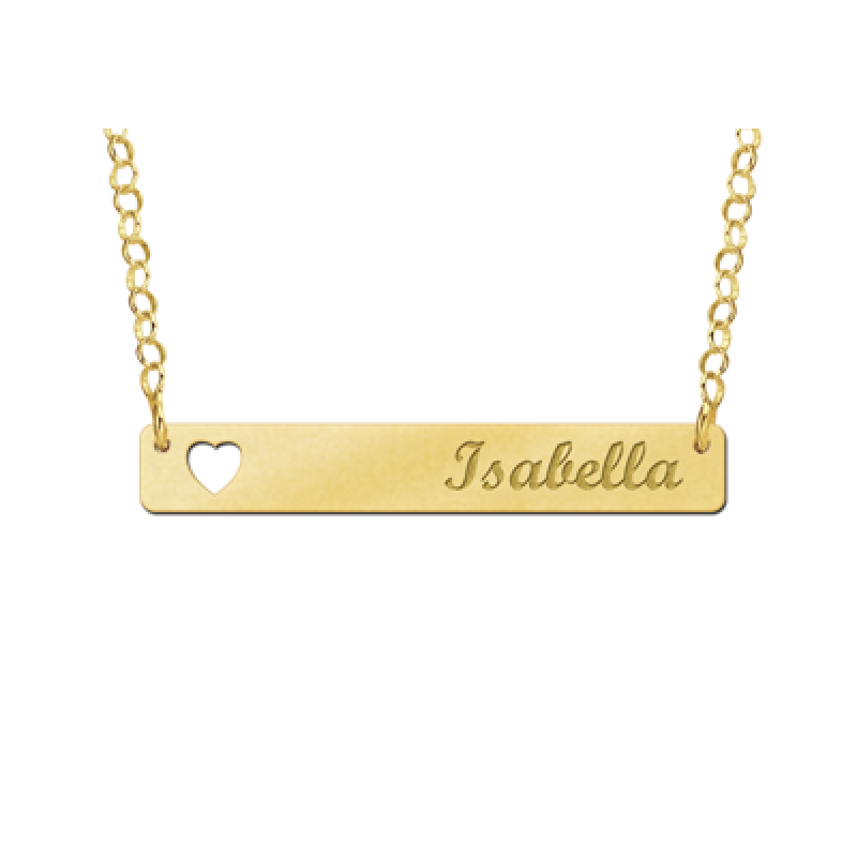 Gouden bar ketting met hartje Names4ever