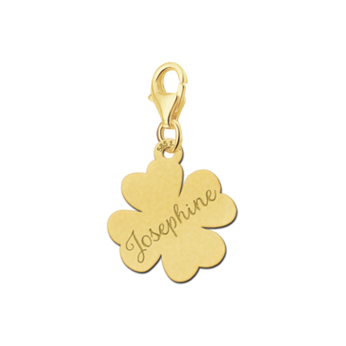 Gouden bedel klavertje met naam Names4ever
