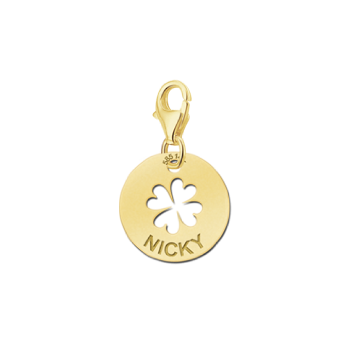 Gouden bedel met naam klavertje Names4ever