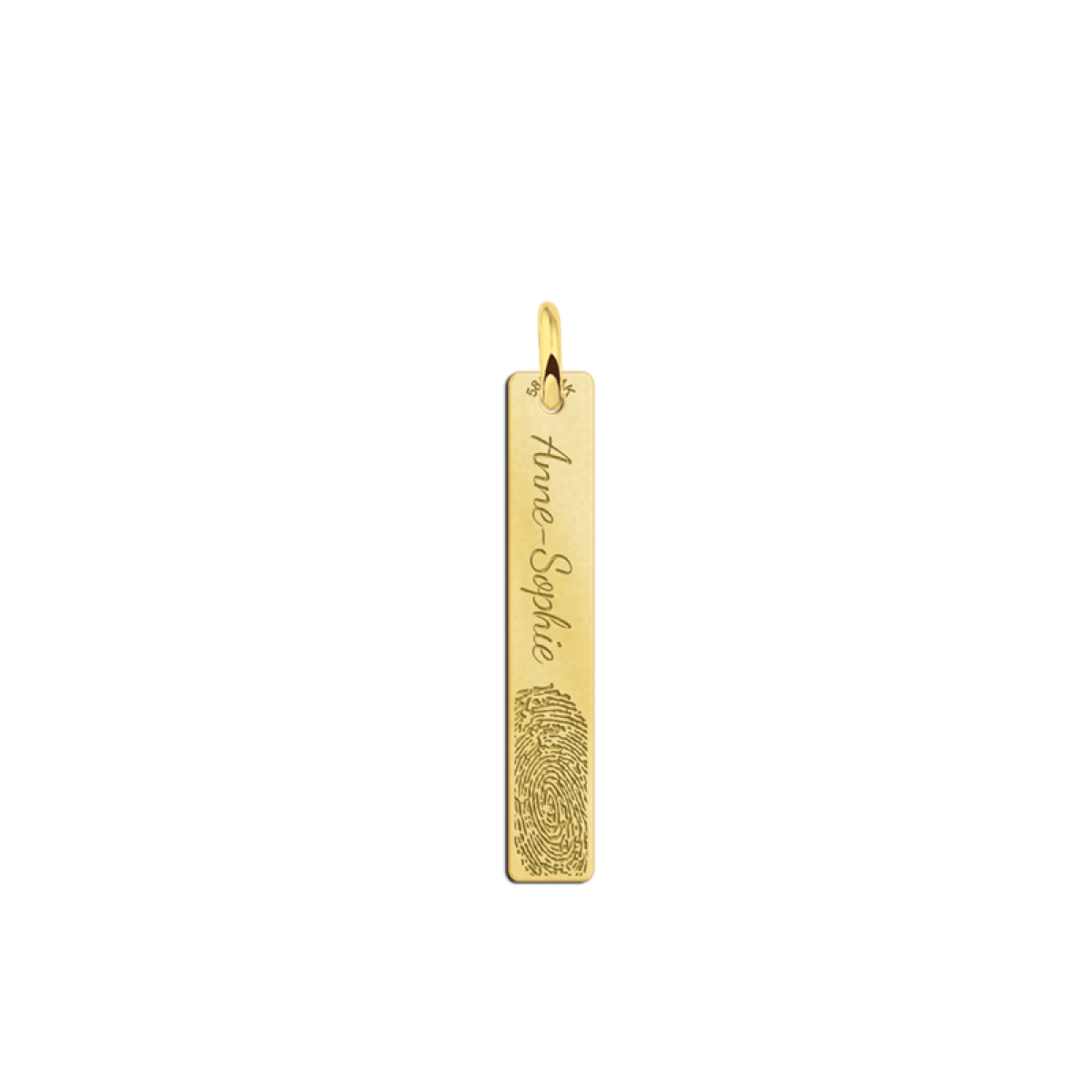 Gouden hanger bar met vingerafdruk