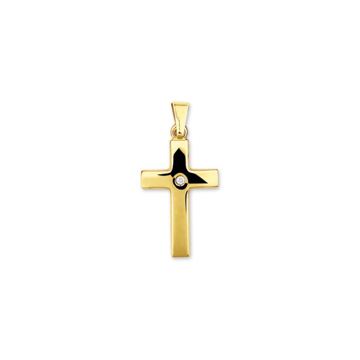 Gouden hanger kruis met diamant 0.01ct