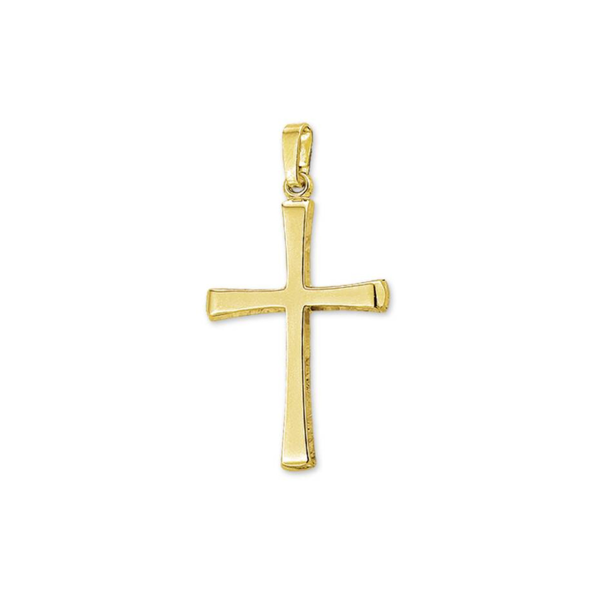 Gouden hanger kruis vlak glanzend