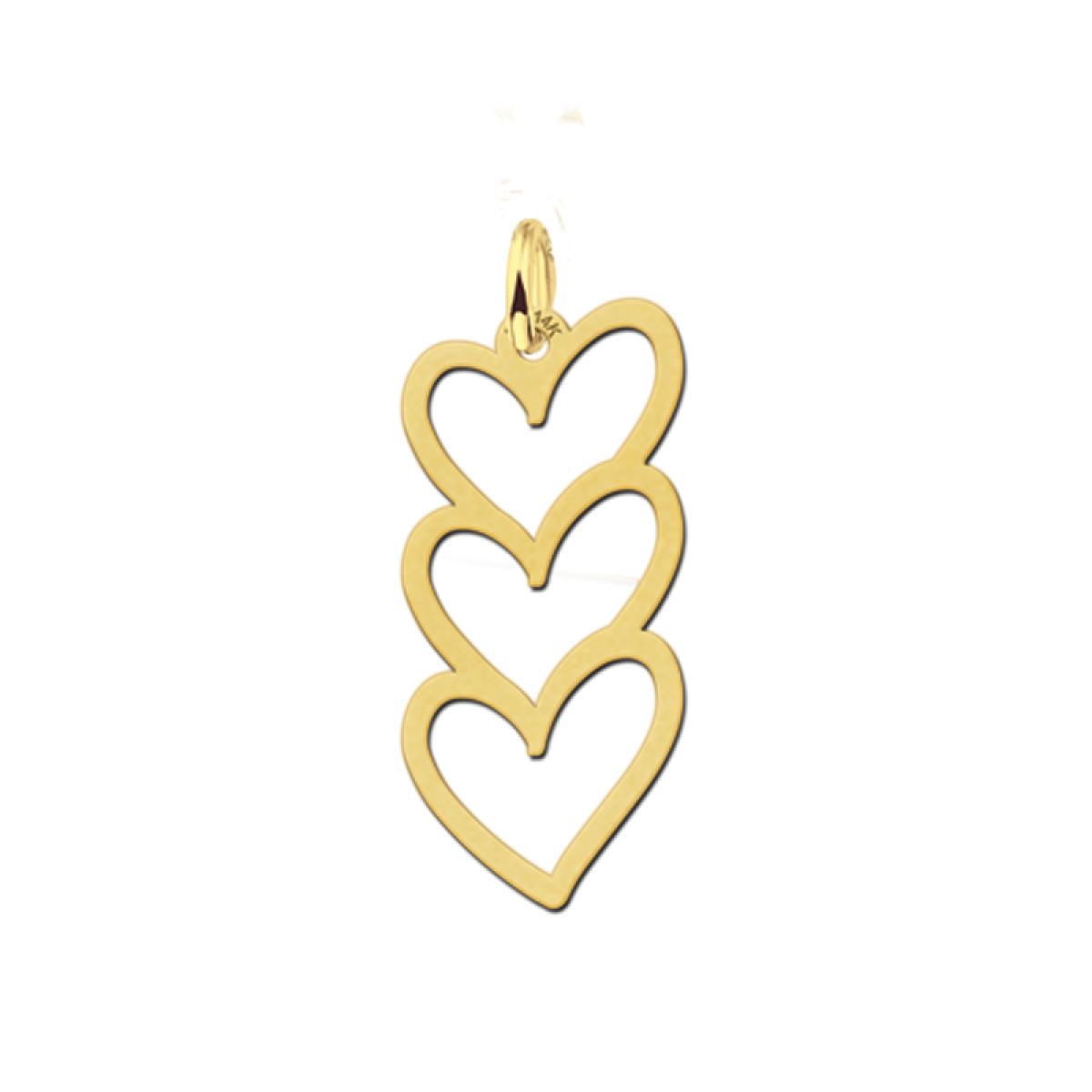 Gouden hanger met 3 hartjes
