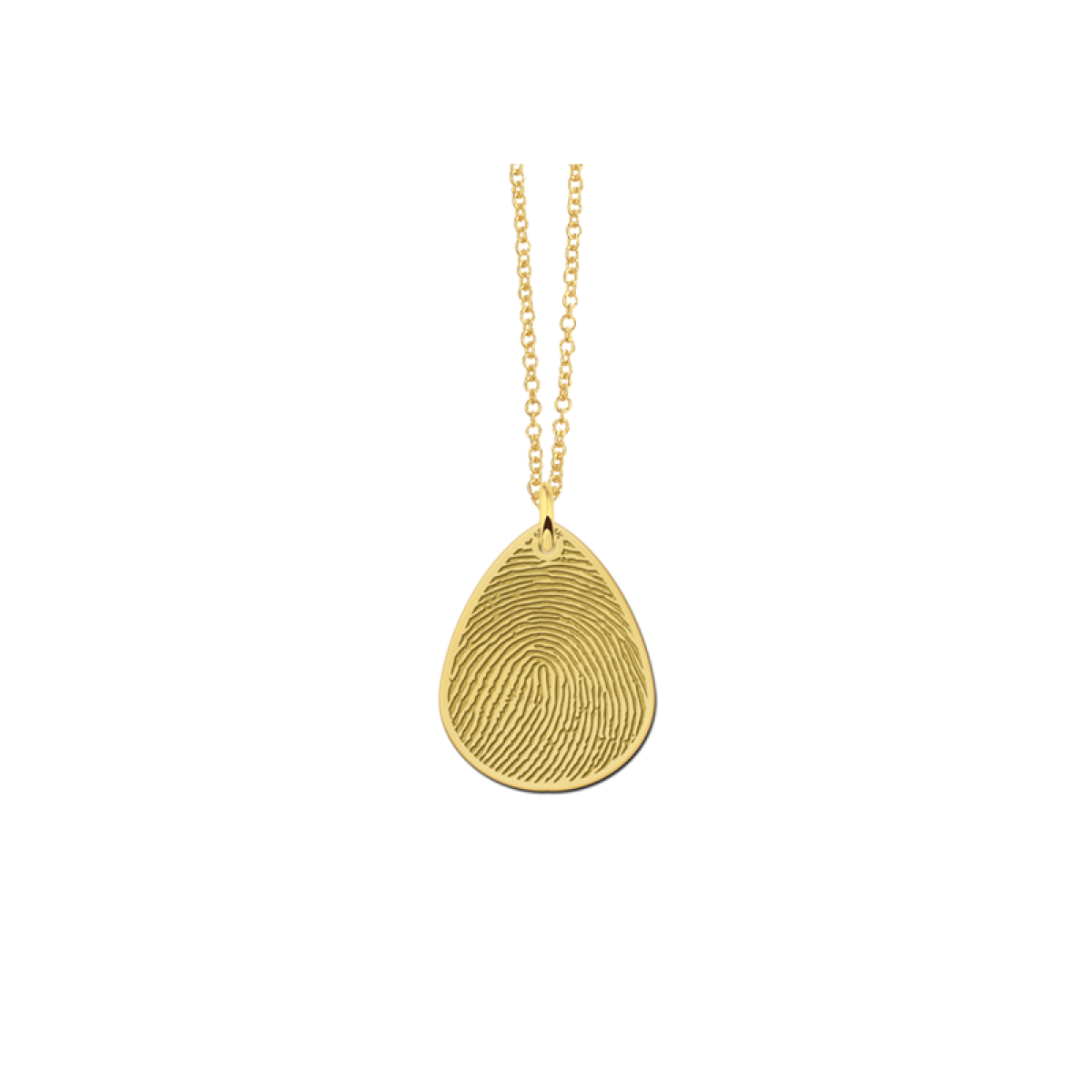 Gouden hanger met vingerafdruk in druppel