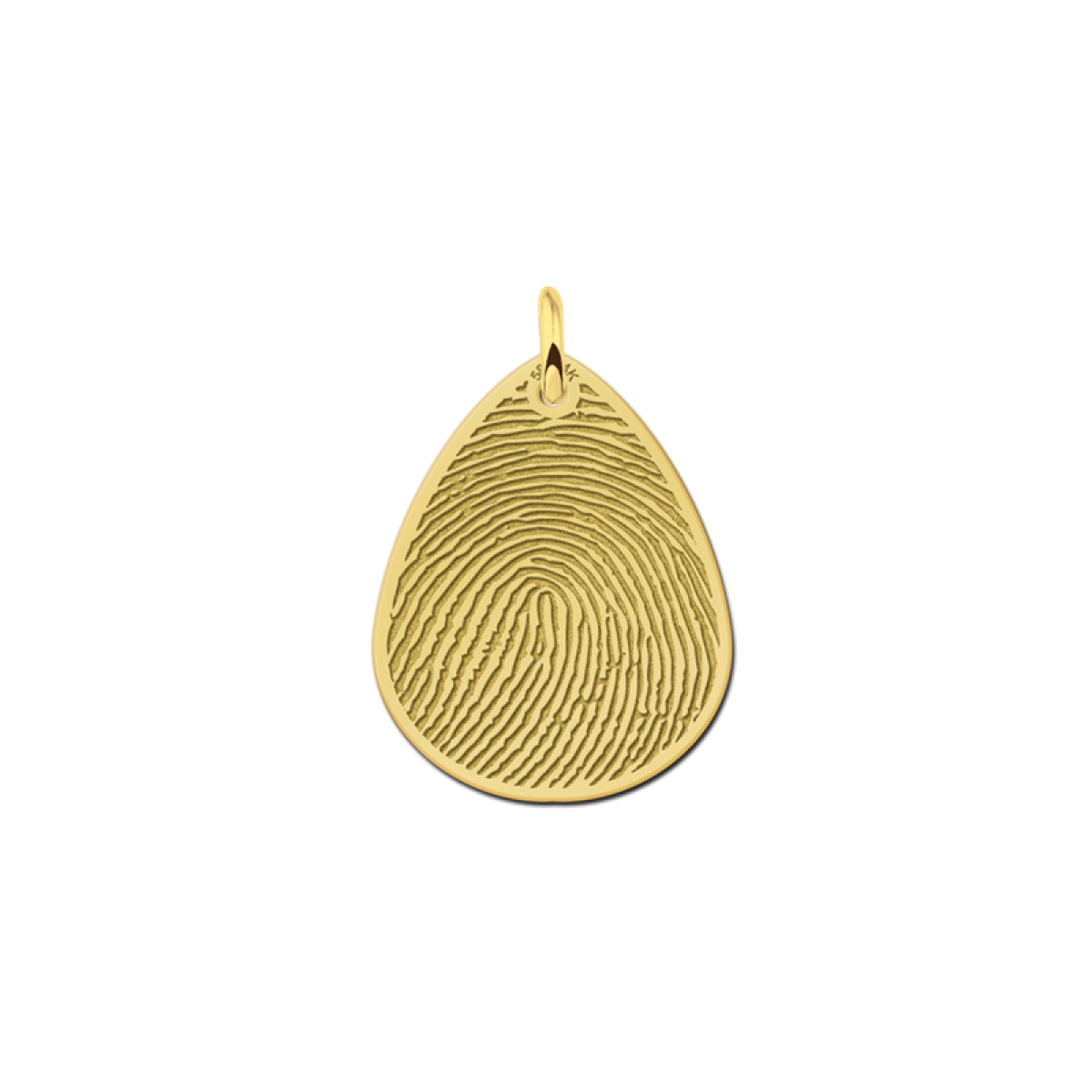 Gouden hanger met vingerafdruk in druppel