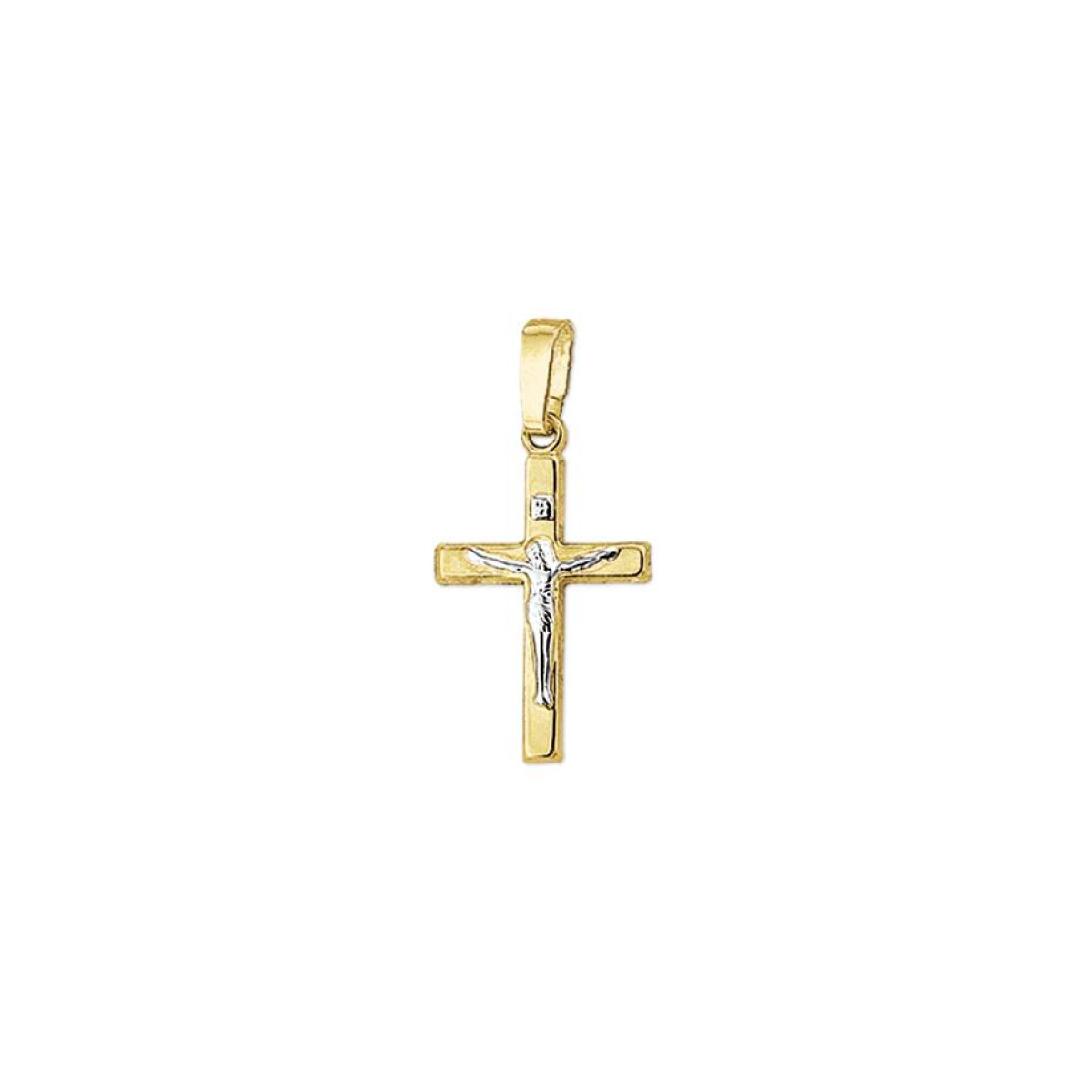 Gouden hangertje kruis met corpus bicolor